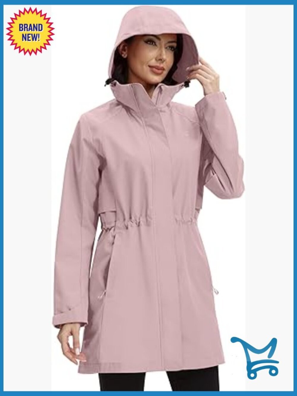 Waterproof Rain Jacket Lightweight Hooded Long Raincoat Outdoor Coat